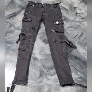 Filthy Wealth black distressed jeans women's 34/32